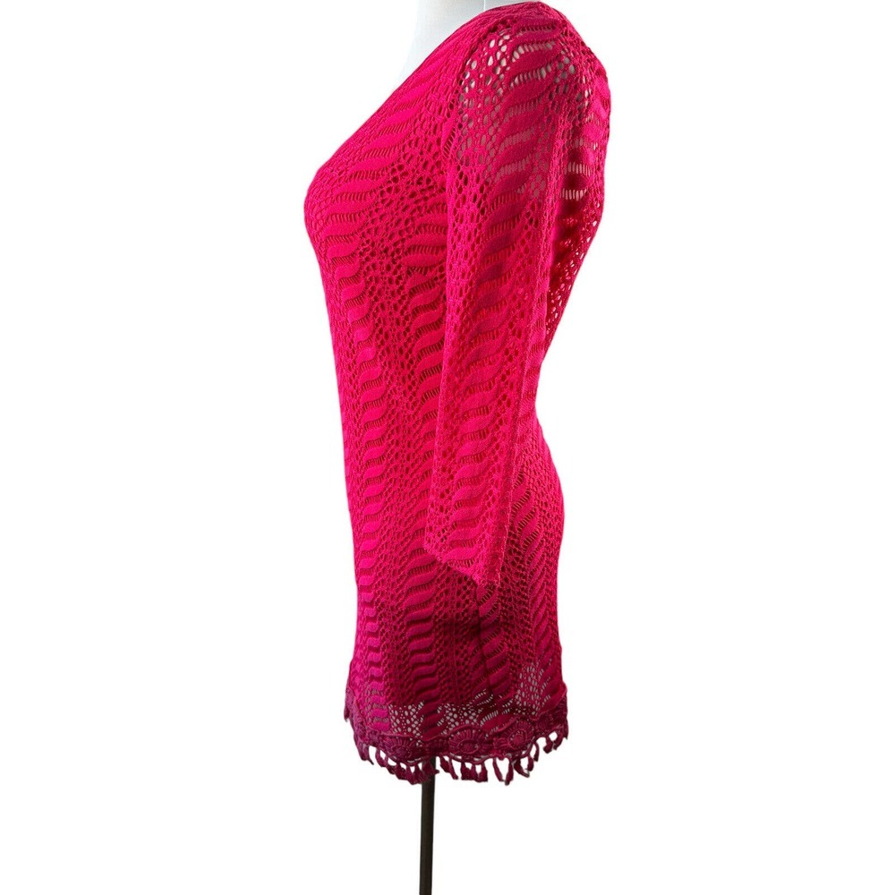 Lilly Pulitzer Seminole Knit Lace Tunic Dress in Pomegranate Hot Pink Medium - Picture 4 of 12